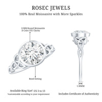 Solitaire Moissanite Celtic Knot Engagement Ring in Bezel Setting