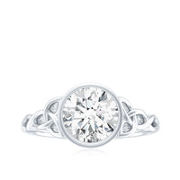 Solitaire Moissanite Celtic Knot Engagement Ring in Bezel Setting