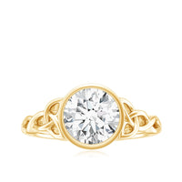 Solitaire Moissanite Celtic Knot Engagement Ring in Bezel Setting