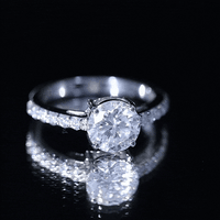 2 Carat Round Shape Moissanite Solitaire Engagement Ring with Certificate