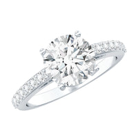 2 Carat Round Shape Moissanite Solitaire Engagement Ring with Certificate