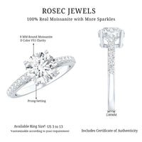 2 Carat Round Shape Moissanite Solitaire Engagement Ring with Certificate