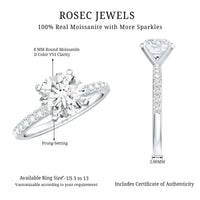 Certified Round Moissanite Solitaire Engagement Ring For Her
