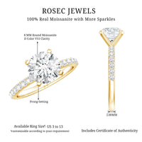 Certified Round Moissanite Solitaire Engagement Ring For Her