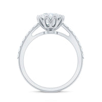 Lotus Basket Set Moissanite Engagement Ring with Certificate