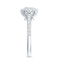 Lotus Basket Set Moissanite Engagement Ring with Certificate