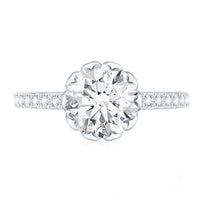 Lotus Basket Set Moissanite Engagement Ring with Certificate