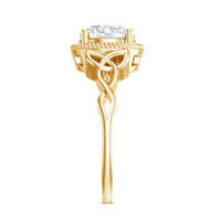 Brilliant cut moissanite engagement ring with rope frame by Rosec Jewels, showcasing a sparkling gemstone and intricate band design