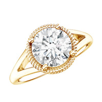 Round moissanite rope band engagement ring by Rosec Jewels featuring a 2-carat total weight and intricate design.