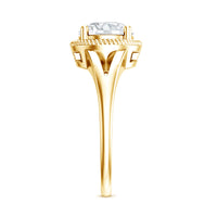 Round moissanite rope band engagement ring with 2-carat total weight, crafted by Rosec Jewels, showcasing intricate design and sparkling stones.