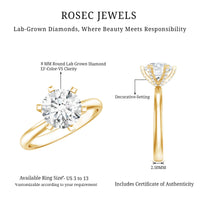 8 MM Round Brilliant Cut Lab Grown Diamond Engagement Ring