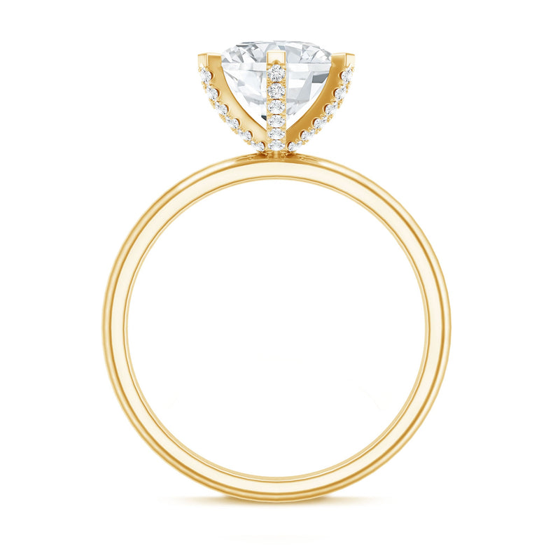 Round brilliant cut lab grown diamond engagement ring with 8mm center stone, featuring a delicate band from Rosec Jewels.