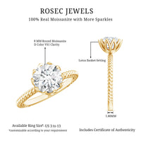 2 CT Moissanite Engagement Ring with Twisted Rope Band
