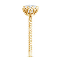 2 CT Moissanite Engagement Ring with Twisted Rope Band