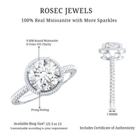 Brilliant Cut 8 MM Moissanite Rope Band Engagement Ring