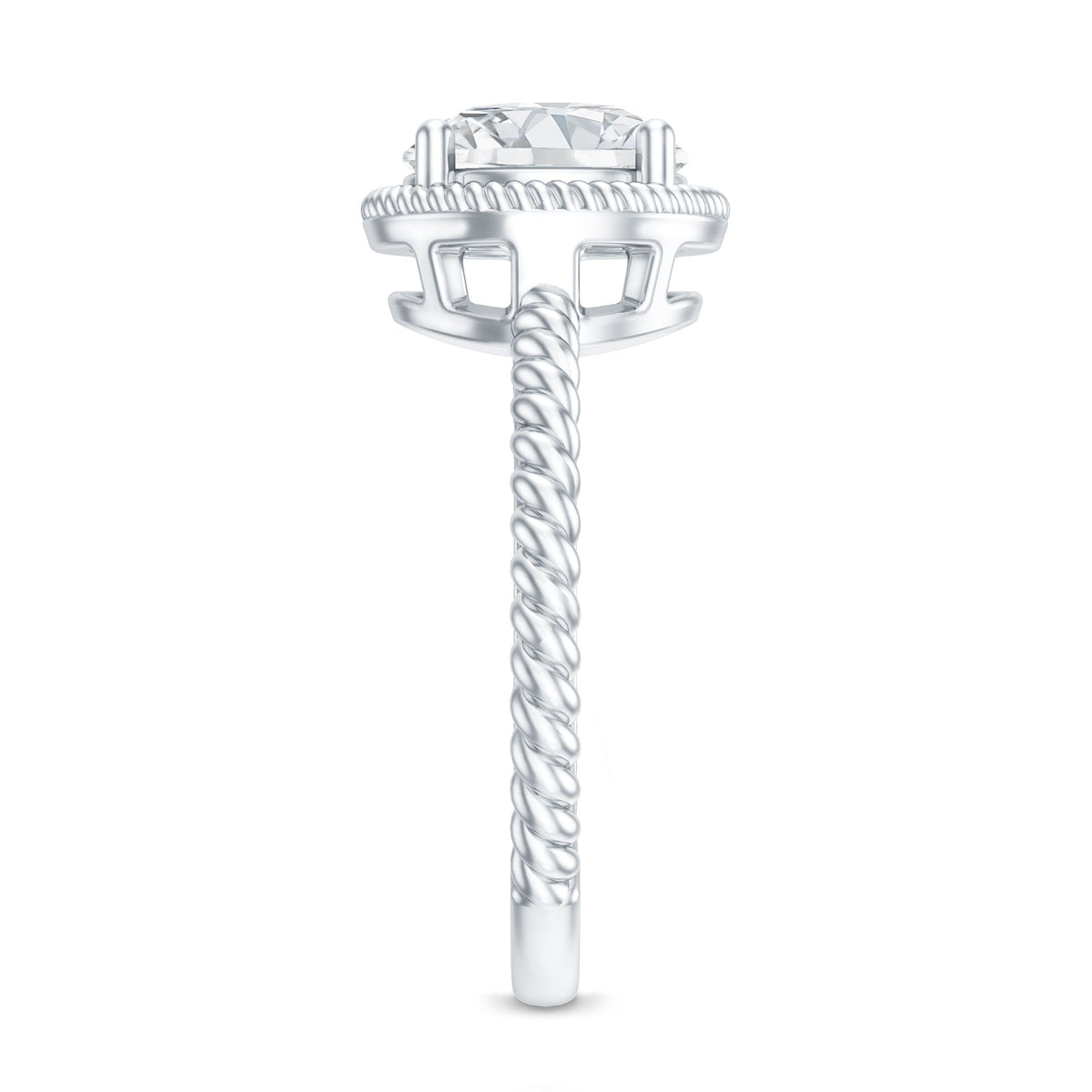 Brilliant Cut 8 MM Moissanite Rope Band Engagement Ring
