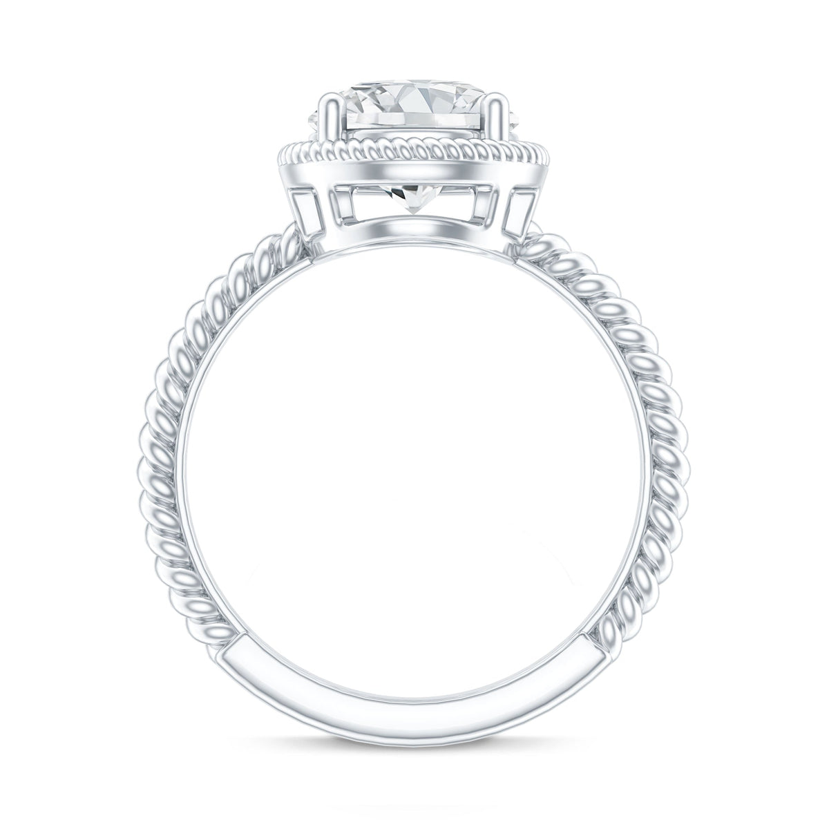 Brilliant Cut 8 MM Moissanite Rope Band Engagement Ring