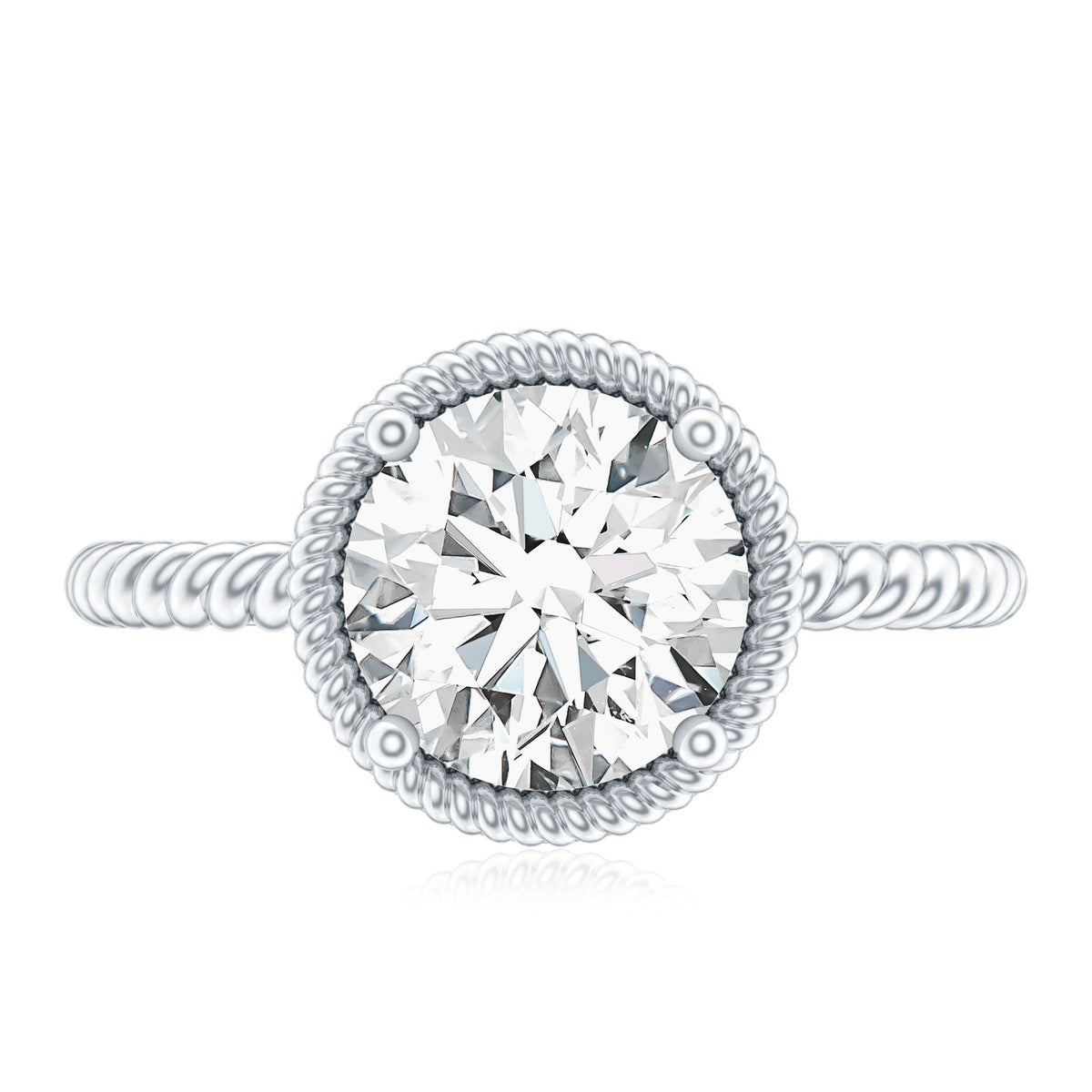 Brilliant Cut 8 MM Moissanite Rope Band Engagement Ring