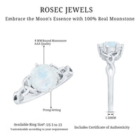 Genuine Moonstone Celtic Engagement Ring for Women