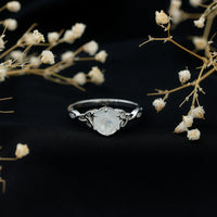 Genuine Moonstone Celtic Engagement Ring for Women