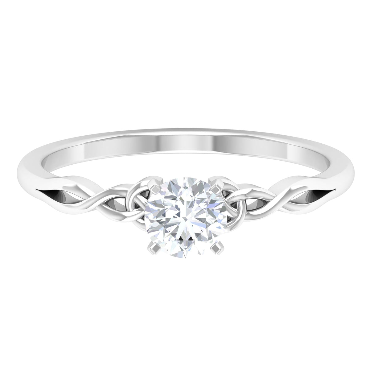 Round Moissanite Solitaire Celtic Promise Ring
