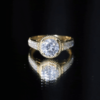 2 Carat Moissanite Round Cut Engagement Ring With Side Stones