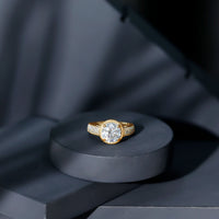 2 Carat Moissanite Round Cut Engagement Ring With Side Stones