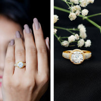 2 Carat Moissanite Round Cut Engagement Ring With Side Stones