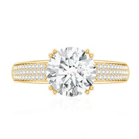 Round Moissanite Engagement Ring with Pave Set Side Stones