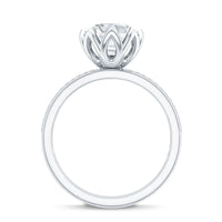 Lotus Basket Set Moissanite Engagement Ring with Side Stones