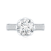 Lotus Basket Set Moissanite Engagement Ring with Side Stones