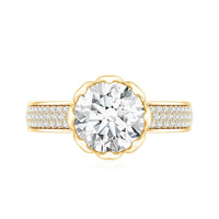 Lotus Basket Set Moissanite Engagement Ring with Side Stones