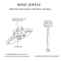 Solitaire Moissanite Engagement Ring with Side Stones