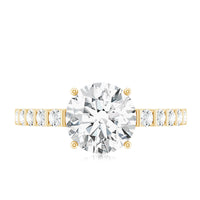 Solitaire Moissanite Engagement Ring with Side Stones