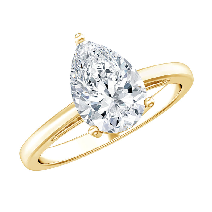 Pear-shaped moissanite engagement ring for women by Rosec Jewels, showcasing a sparkling 2-carat center stone and elegant band.