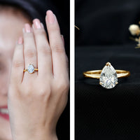 2 CT Moissanite Pear Shaped Engagement Ring for Women