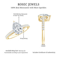 Certified Moissanite Teardrop Engagement Ring