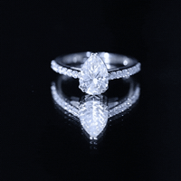 Certified 2 Carat Moissanite Pear Shaped Engagement Ring with Side Stones