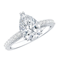 Certified 2 Carat Moissanite Pear Shaped Engagement Ring with Side Stones
