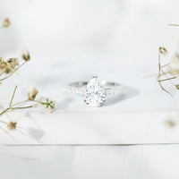 Certified 2 Carat Moissanite Pear Shaped Engagement Ring with Side Stones