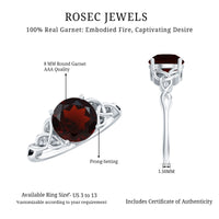 2.3 Carat Real Garnet Solitaire Engagement Ring with Celtic Knot