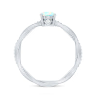 Certified Real Ethiopian Opal Diamond Pre Engagement Ring with Braided Shank