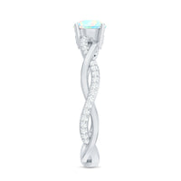Certified Real Ethiopian Opal Diamond Pre Engagement Ring with Braided Shank