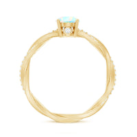 Certified Real Ethiopian Opal Diamond Pre Engagement Ring with Braided Shank