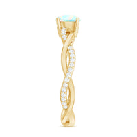 Certified Real Ethiopian Opal Diamond Pre Engagement Ring with Braided Shank