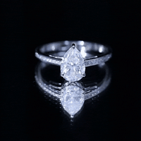 Solitaire Moissanite Pear Engagement Ring with Certificate