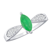 Genuine Emerald Diamond Marquise Engagement Ring with Pinched Shank