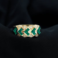 Princess Cut Emerald Statement Wedding Band with Diamonds