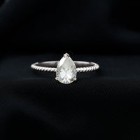 Brilliant Cut Solitaire Moissanite Pear Shaped Engagement Ring