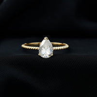 Brilliant Cut Solitaire Moissanite Pear Shaped Engagement Ring